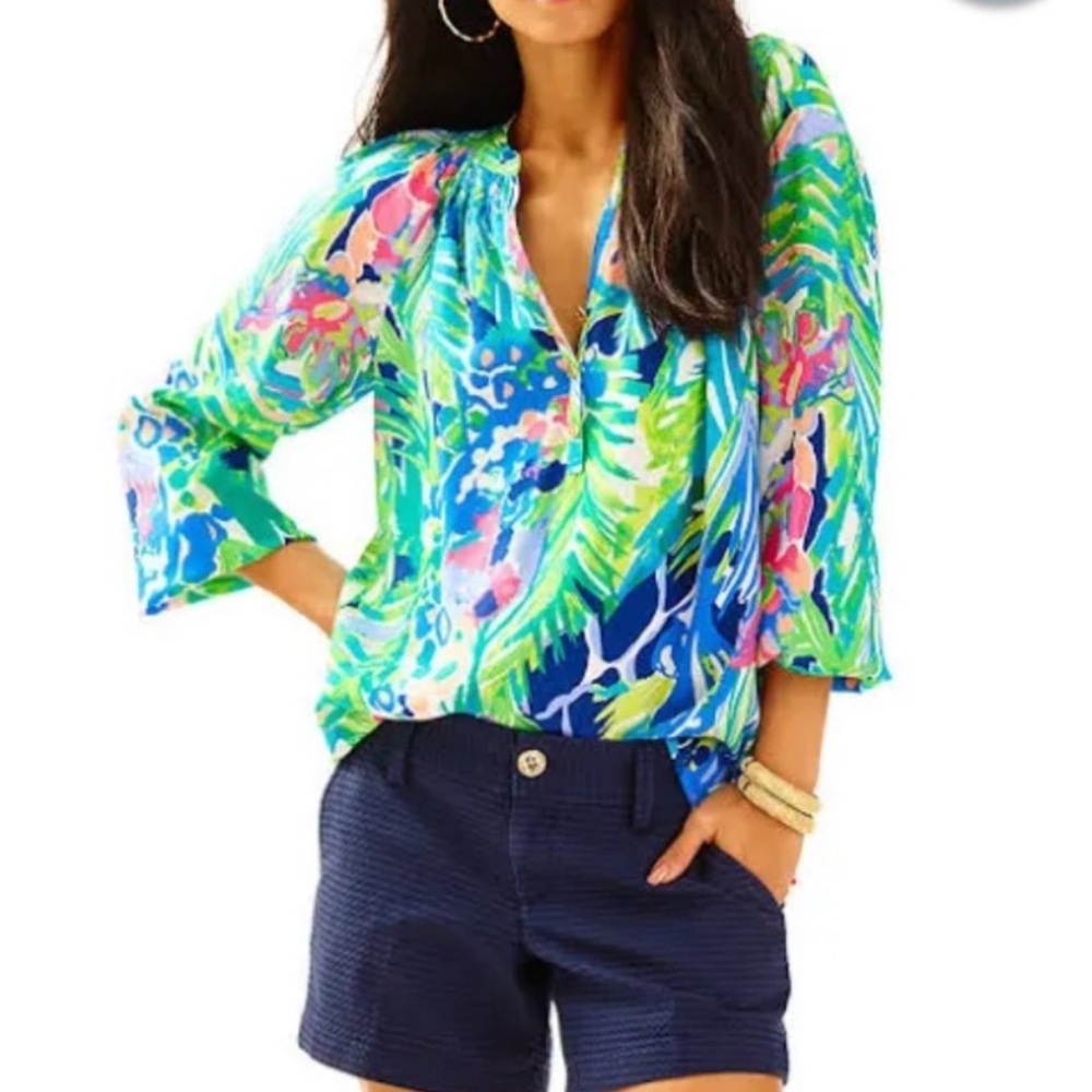 Lilly Pulitzer Vibrant Tropical Print Med blouse